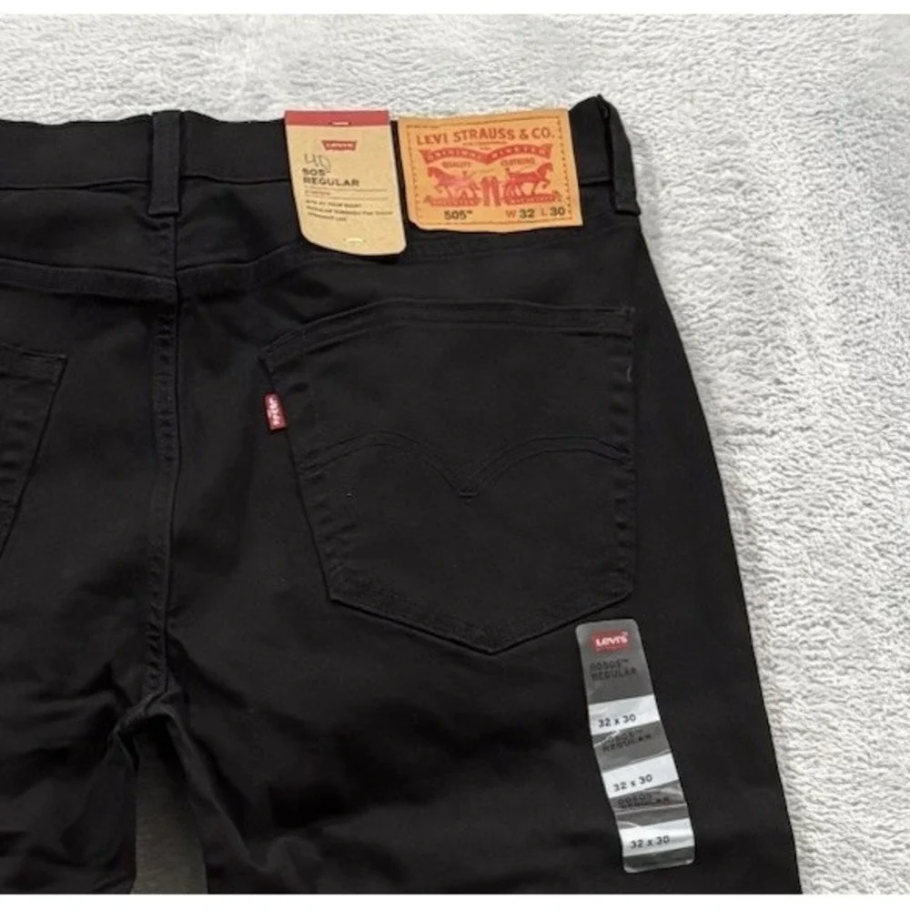 Levi's 505 Jeans Mens 32x30 Straight Mid Rise Premium Soft Twill Normcore Black